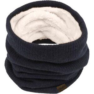 Women's black Scarf Winter Double-Layer Neck Warmer Knit Fleece Lined Circle